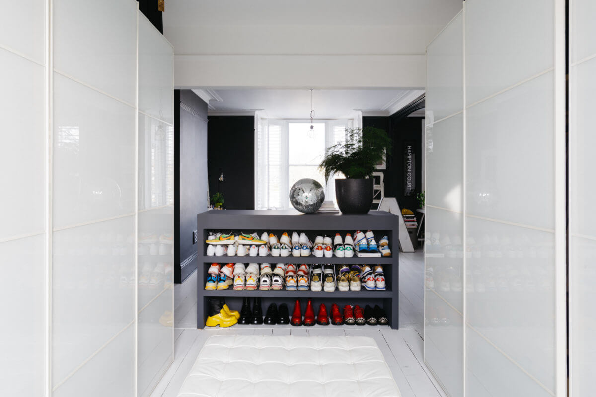 A Black and White Victorian House in London 26 bed-headboard-storage-walk-in-closet-nordroom