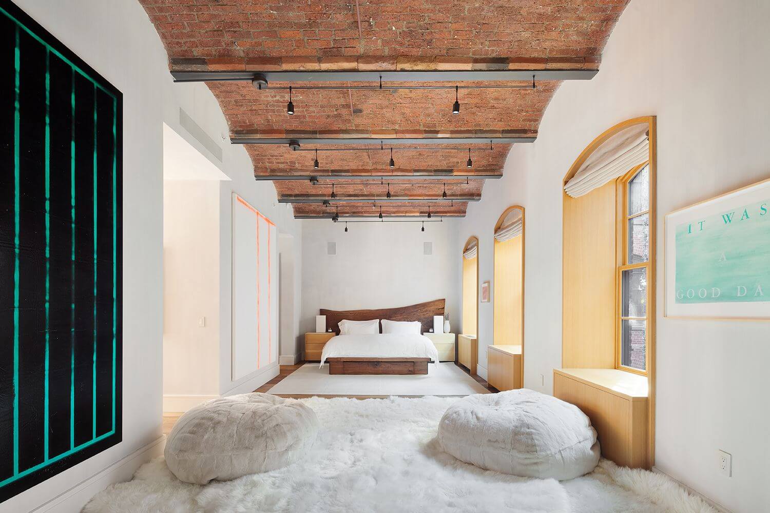 Jonah Hill Sells His Modern Manhattan Loft 6 bedroom-contemporary-modern-loft-manhattan-jonah-hill-brick-vaulted-ceiling-nordroom