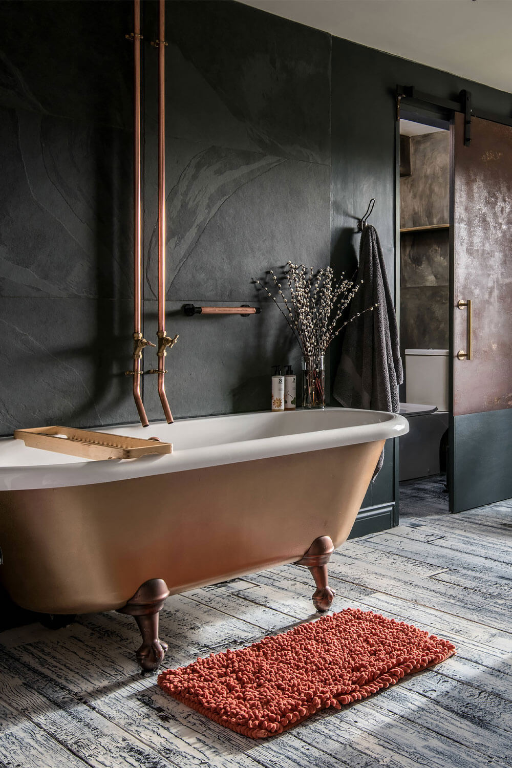 50 Amazing Black Bathroom Design Ideas 15 black-bathroom-design-copper-bath-nordroom