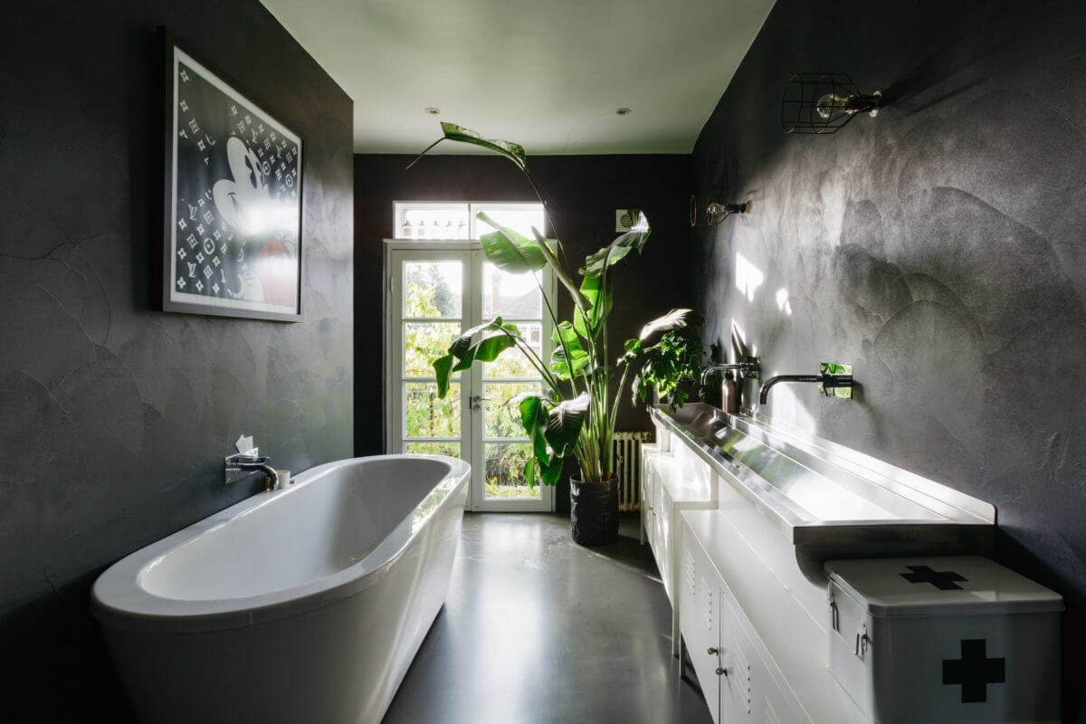 50 Amazing Black Bathroom Design Ideas 30 black-bathroom-freestanding-bath-nordroom