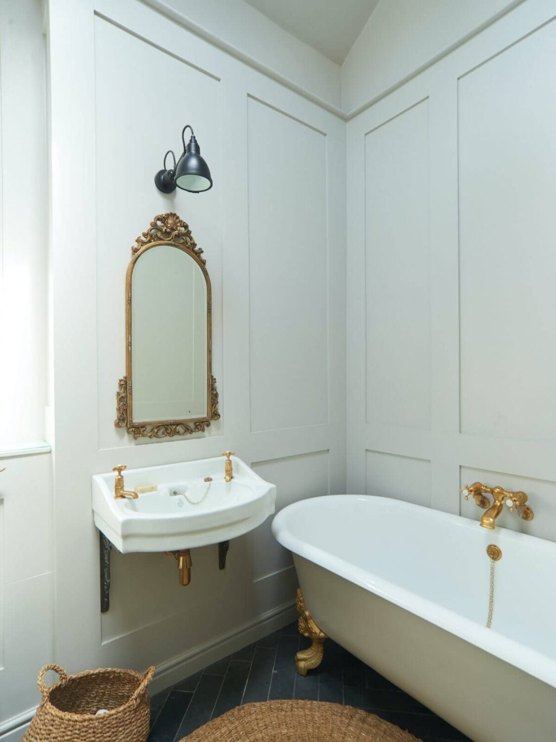 A Mixture of Styles in an English Home 14 black-white-bathroom-freestanding-bath-nordroom