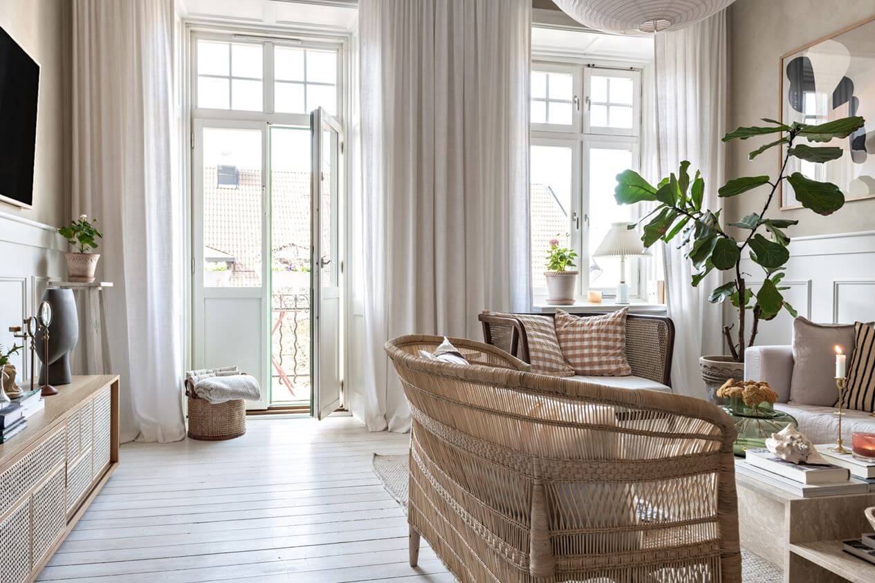 A Lovely Natural Apartment in Sweden 4 scandinavian-living-room-rattan-sofa-nordroom