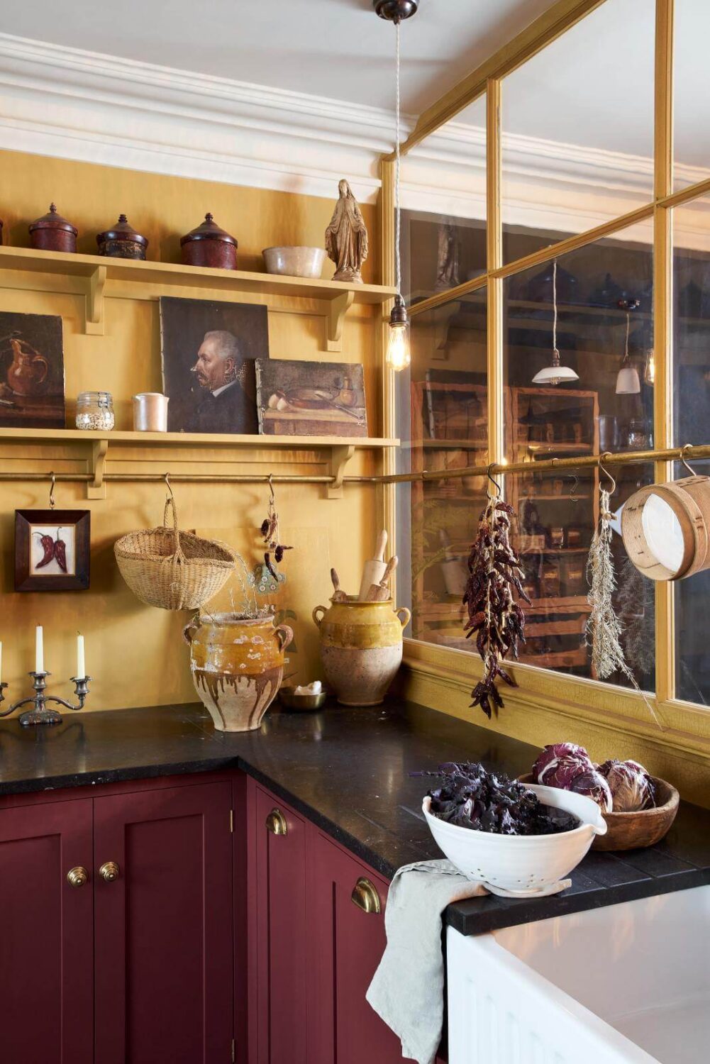 50+ Rooms That Prove ‘The Unexpected Red Theory’ Really Works 23 deep-red-devol-shaker-kitchen-open-shelves-nordroom