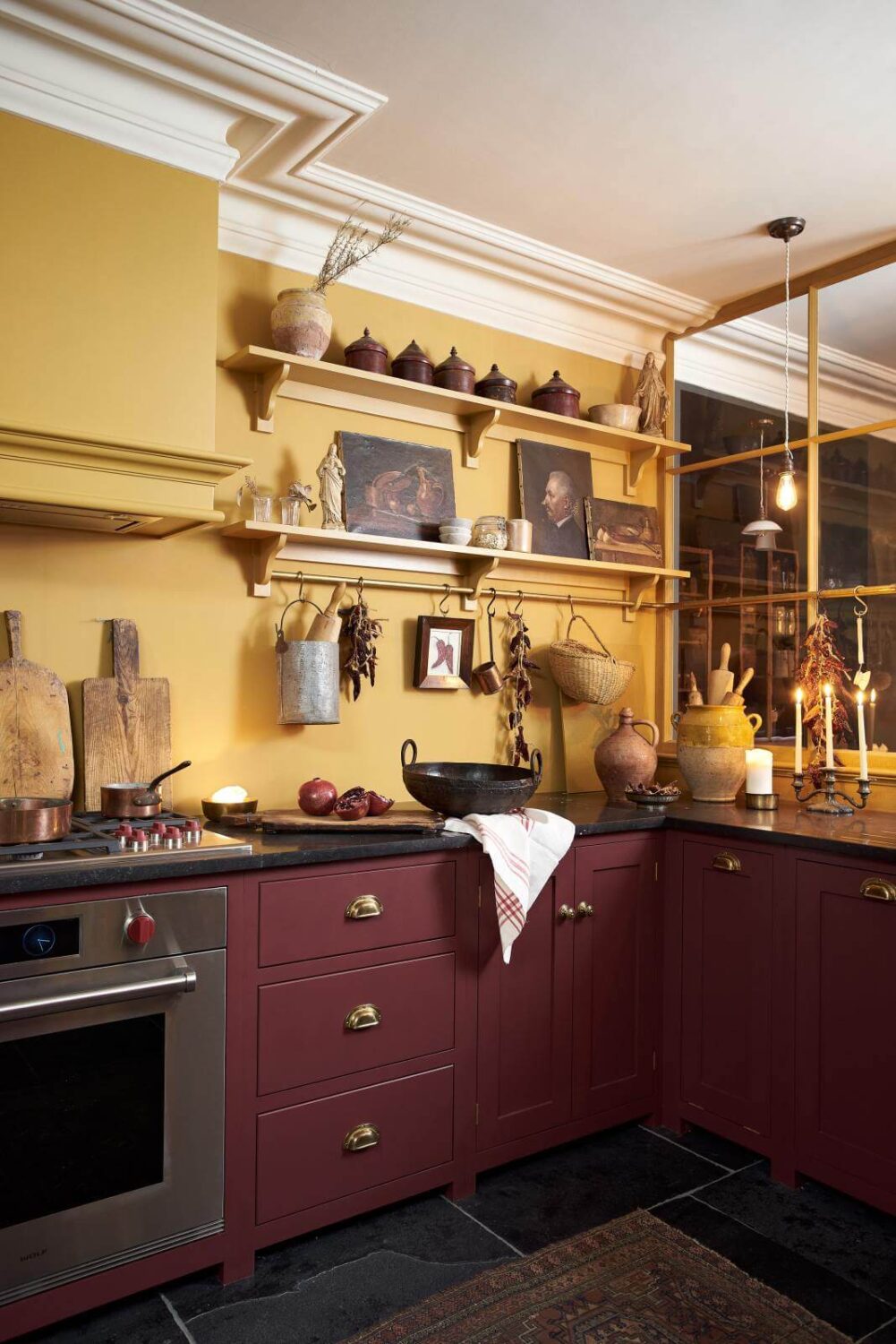 The Color Trends for 2023: Rich & Warm Natural Hues 2 deep-red-devol-shaker-kitchen-yellow-walls-nordroom