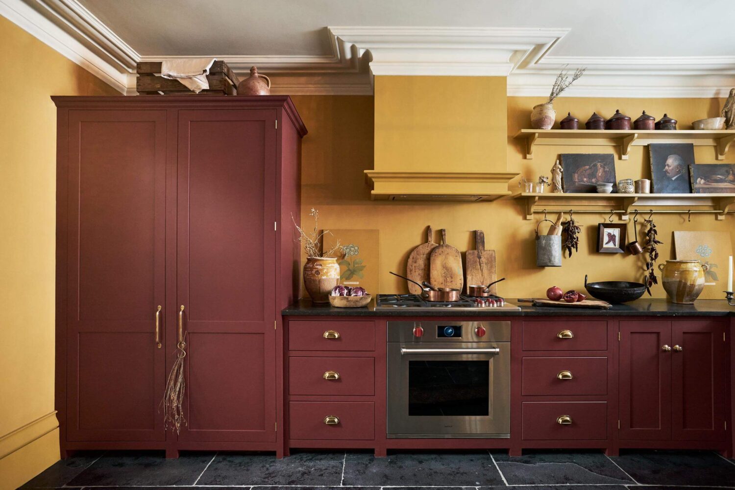 A Deep Red & Yellow deVOL Kitchen 2 devol-kitchen-red-cabinets-yellow-walls-shaker-kitchen-nordroom