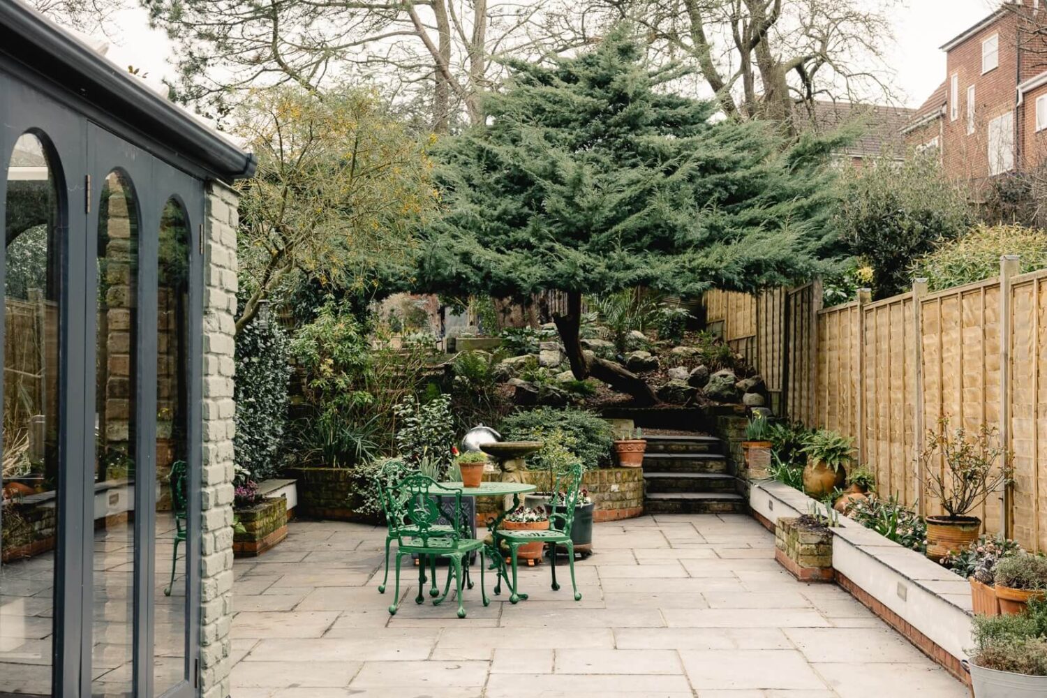 A Green Kitchen with Pink Ceiling in a Colorful London Home 27 garden-edwardian-home-london-nordroom