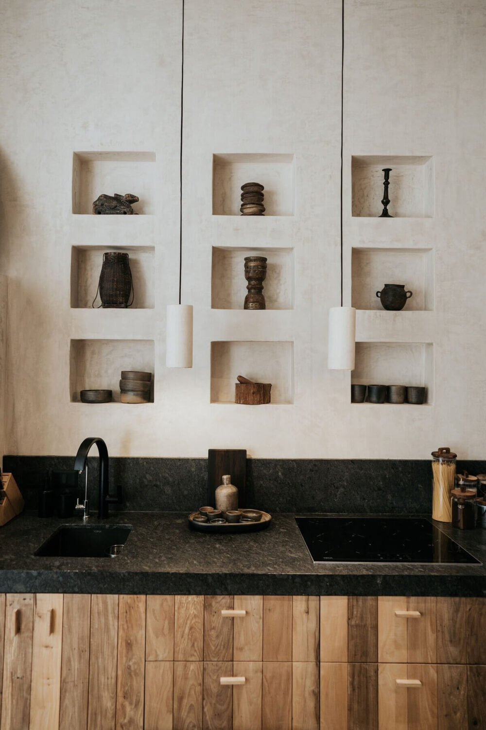A Serene Loft Airbnb in Tulum, Mexico 10 kitchen-detail-niches-wooden-cabinets-nordroom