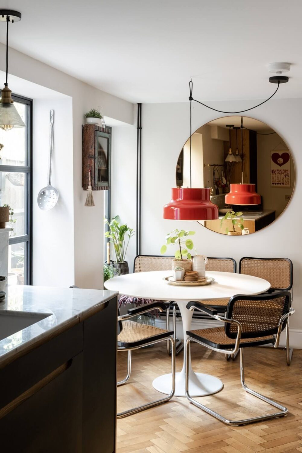 A Cozy Flat in London with Navy Blue Living Room 8 kitchen-dining-table-wood-floor-nordroom