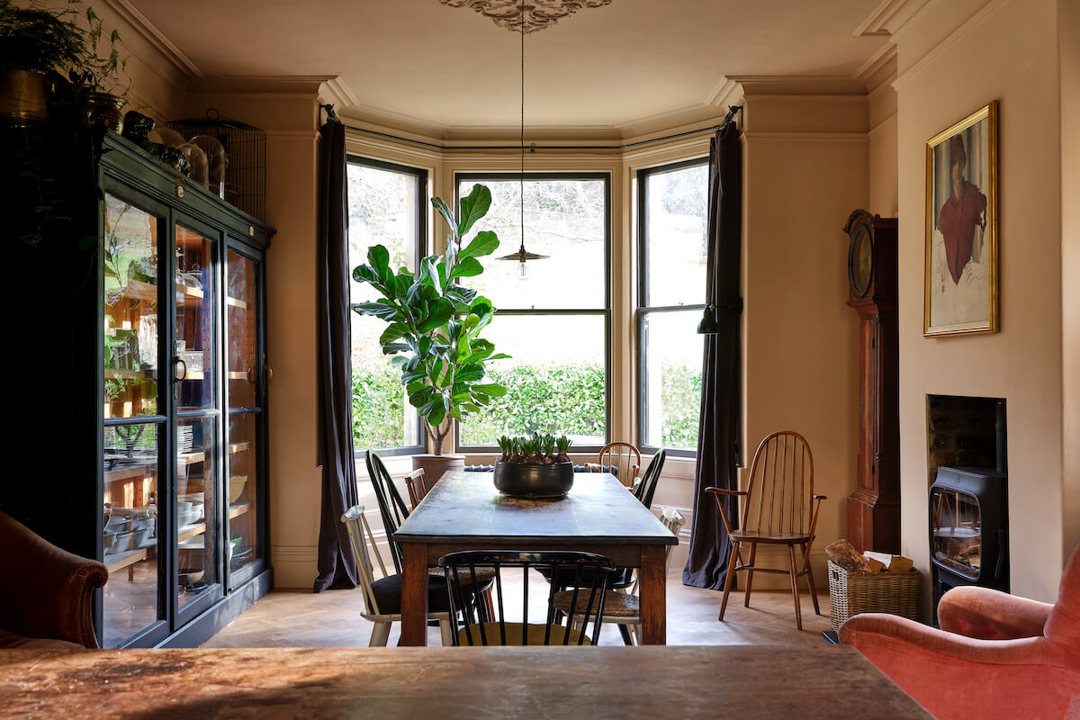 A Mixture of Styles in an English Home 8 open-plan-kitchen-dining-room-fireplace-bay-window-nordroom