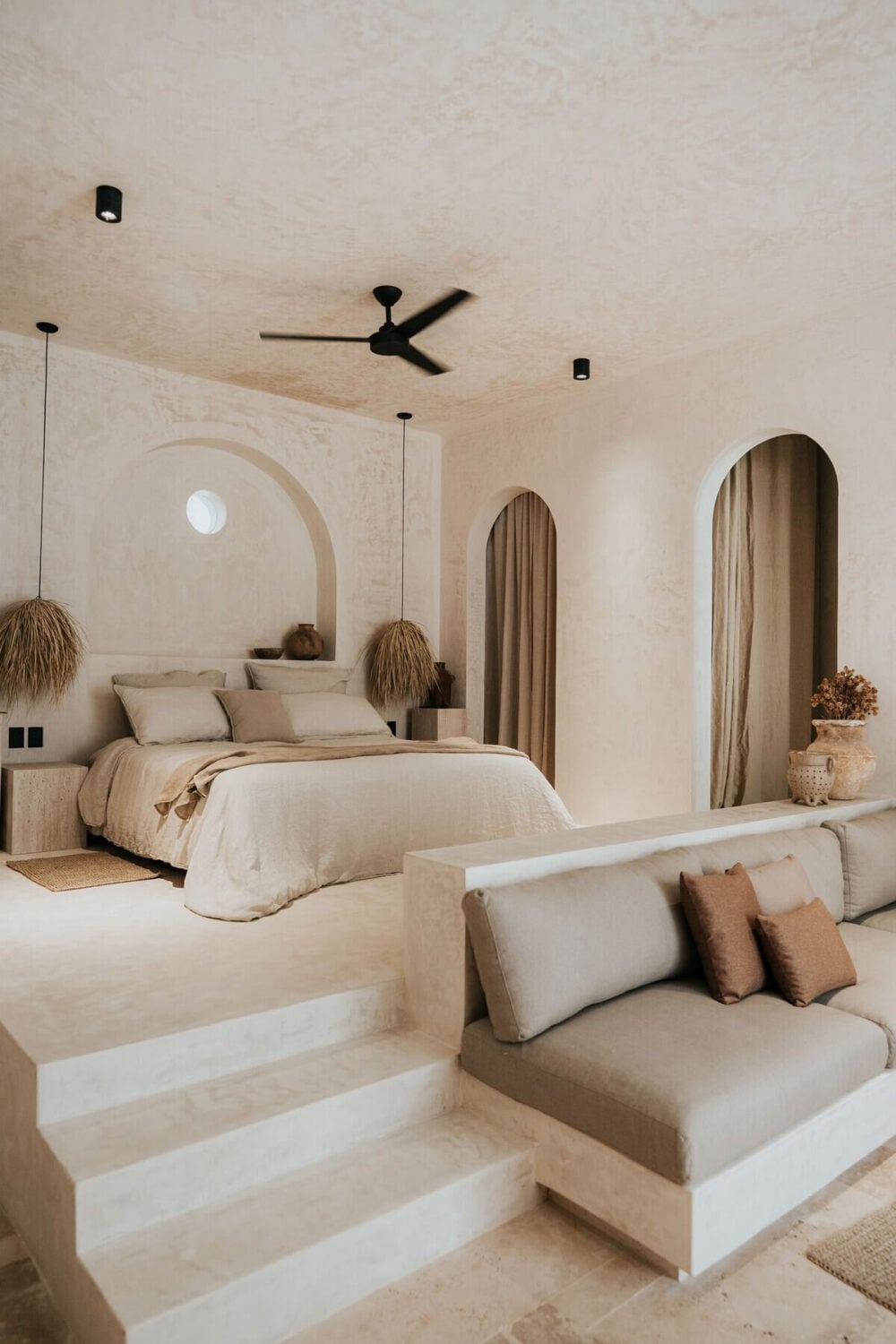 Great Living Room Bedroom Combo Ideas (Layout Tips + Styling) 28 serene-loft-airbnb-tulum-mexico-nordroom