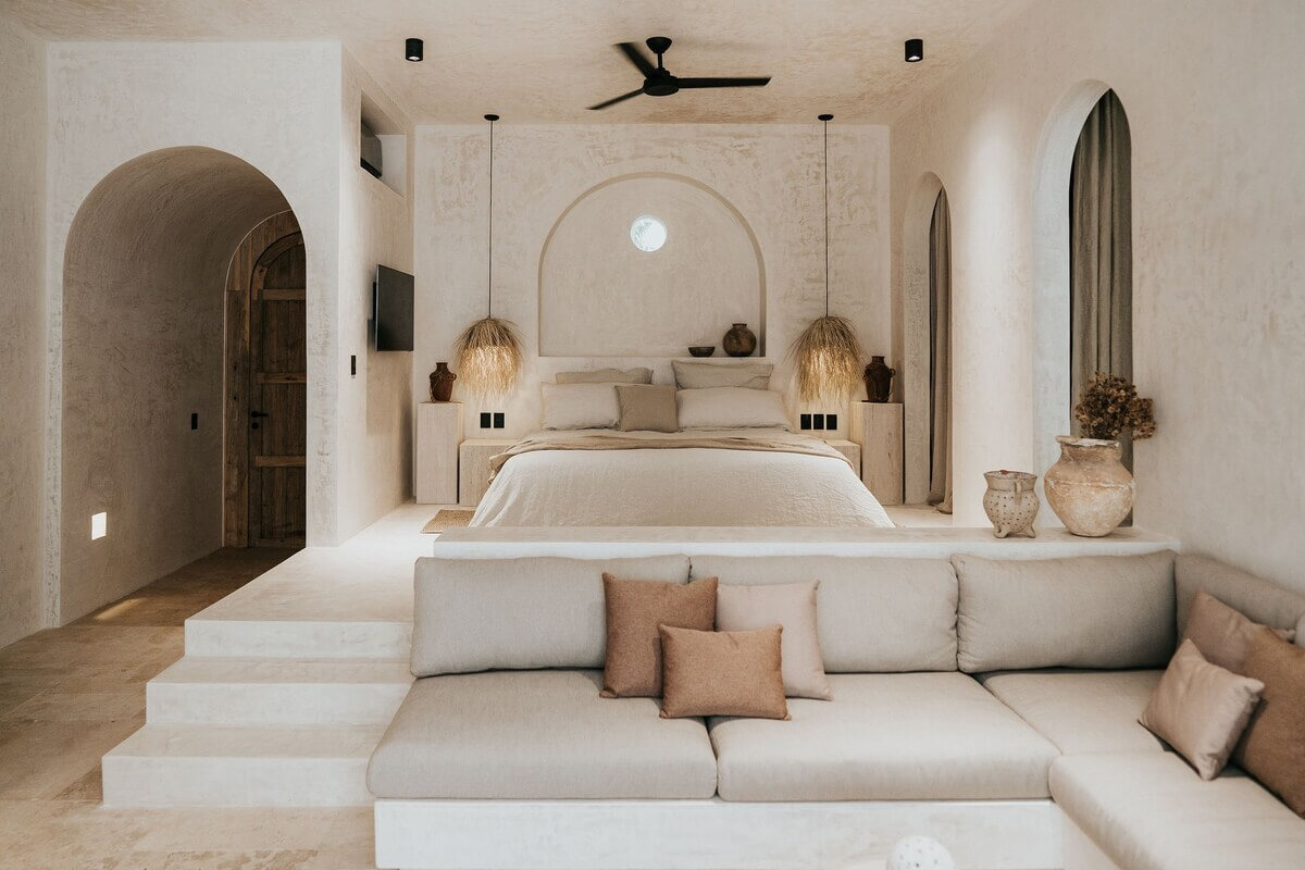 A Serene Loft Airbnb in Tulum, Mexico 3 serene-loft-tulum-raised-bedroom-area-nordroom