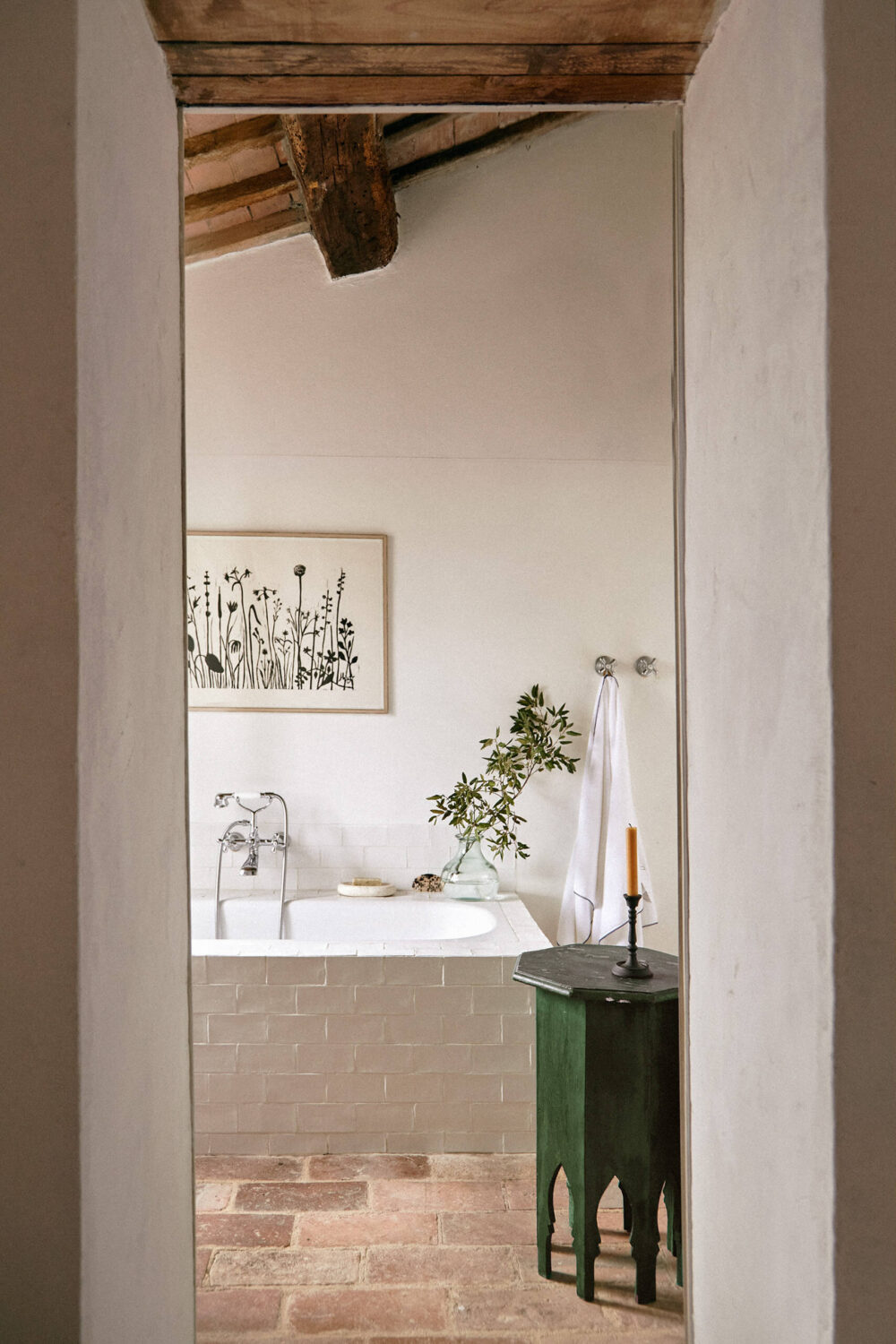 A Tuscan Villa by Zara Home 16 bathroom-stone-floor-wooden-ceiling-tuscan-villa-zara-home-nordroom