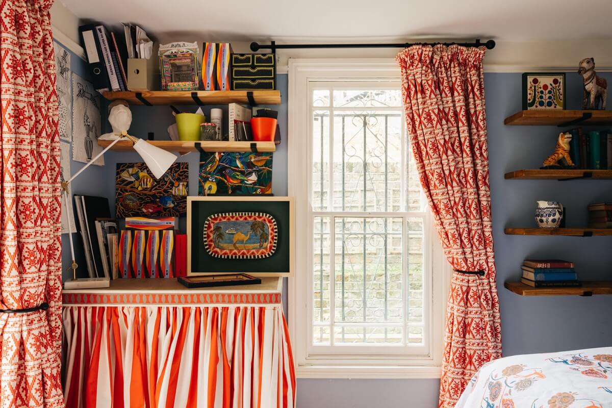 A Playful Maximalist Home in London 14 blue-bedroom-maximalist-london-flat-nordroom