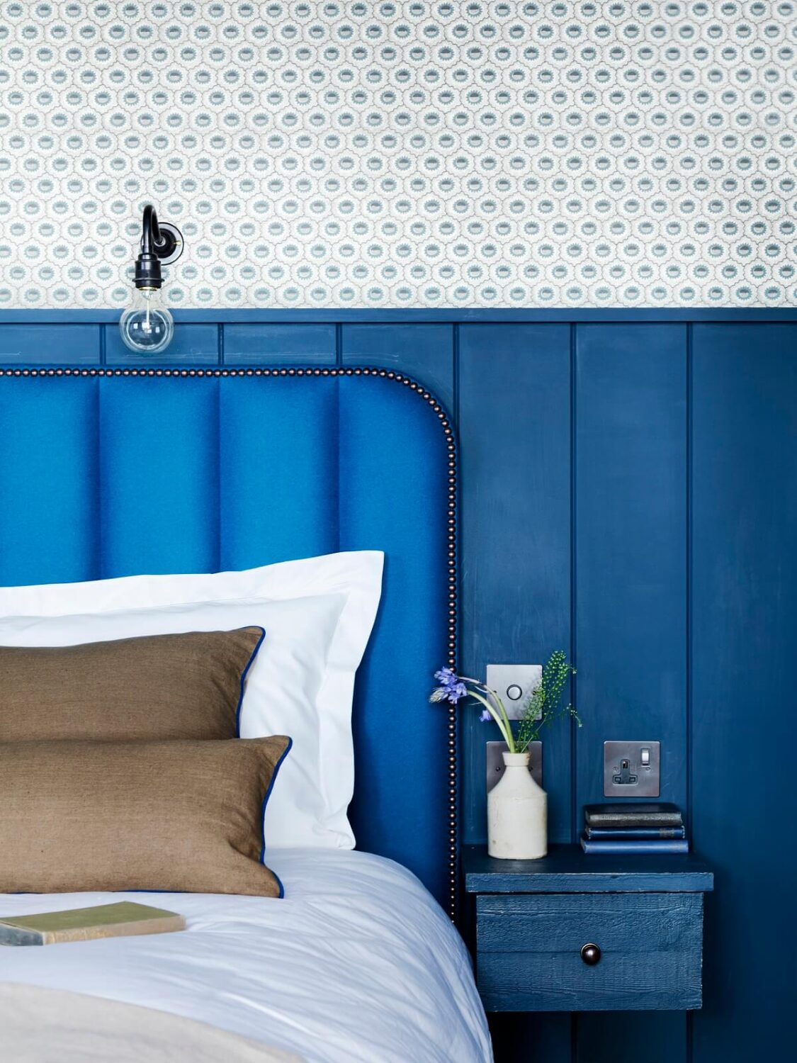 An Industrial Apartment by Mark Lewis Interior Design 12 blue-headboard-mark-lewis-interior-nordroom