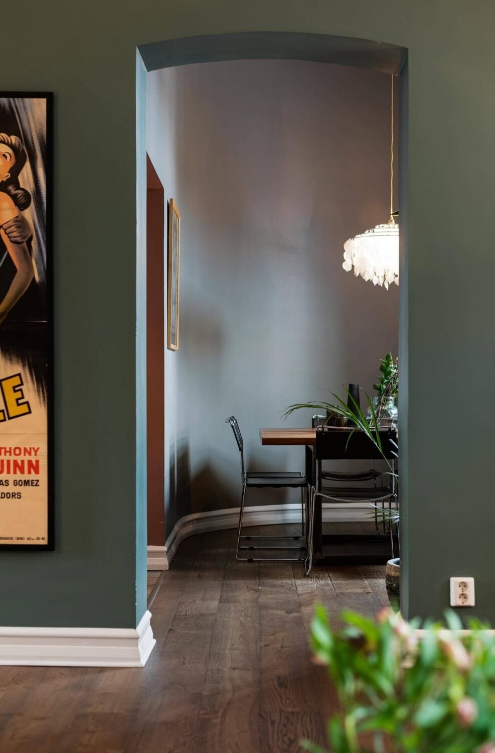 A Moody Family Home in Sweden 15 green-living-room-dining-room-nordroom