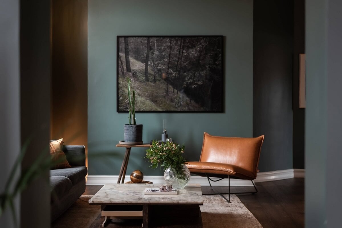 A Moody Family Home in Sweden 7 green-sitting-room-moody-home-nordroom