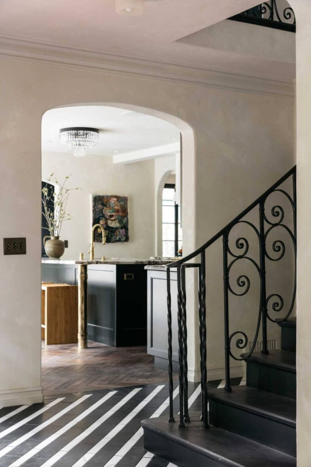 A Beautiful Tudor House in Los Feliz 12 hallway-black-white-floor-tiles-tudor-house-los-angeles-nordroom