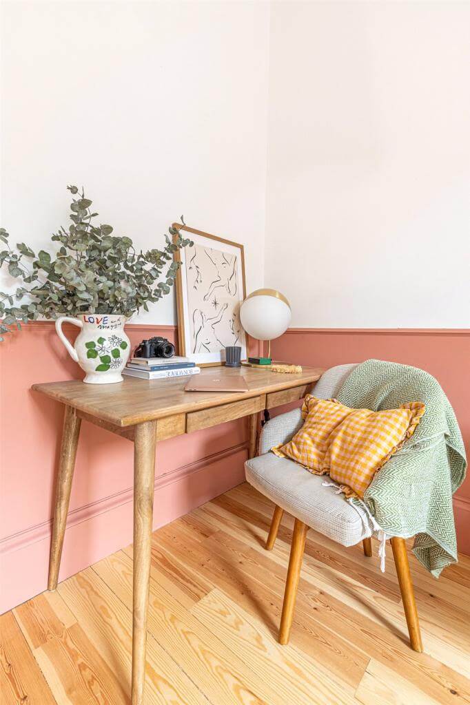 Kate Spiers Sells Her Beautiful Light Flat in Glasgow 23 home-office-desk-half-painted-terracotta-walls-nordroom