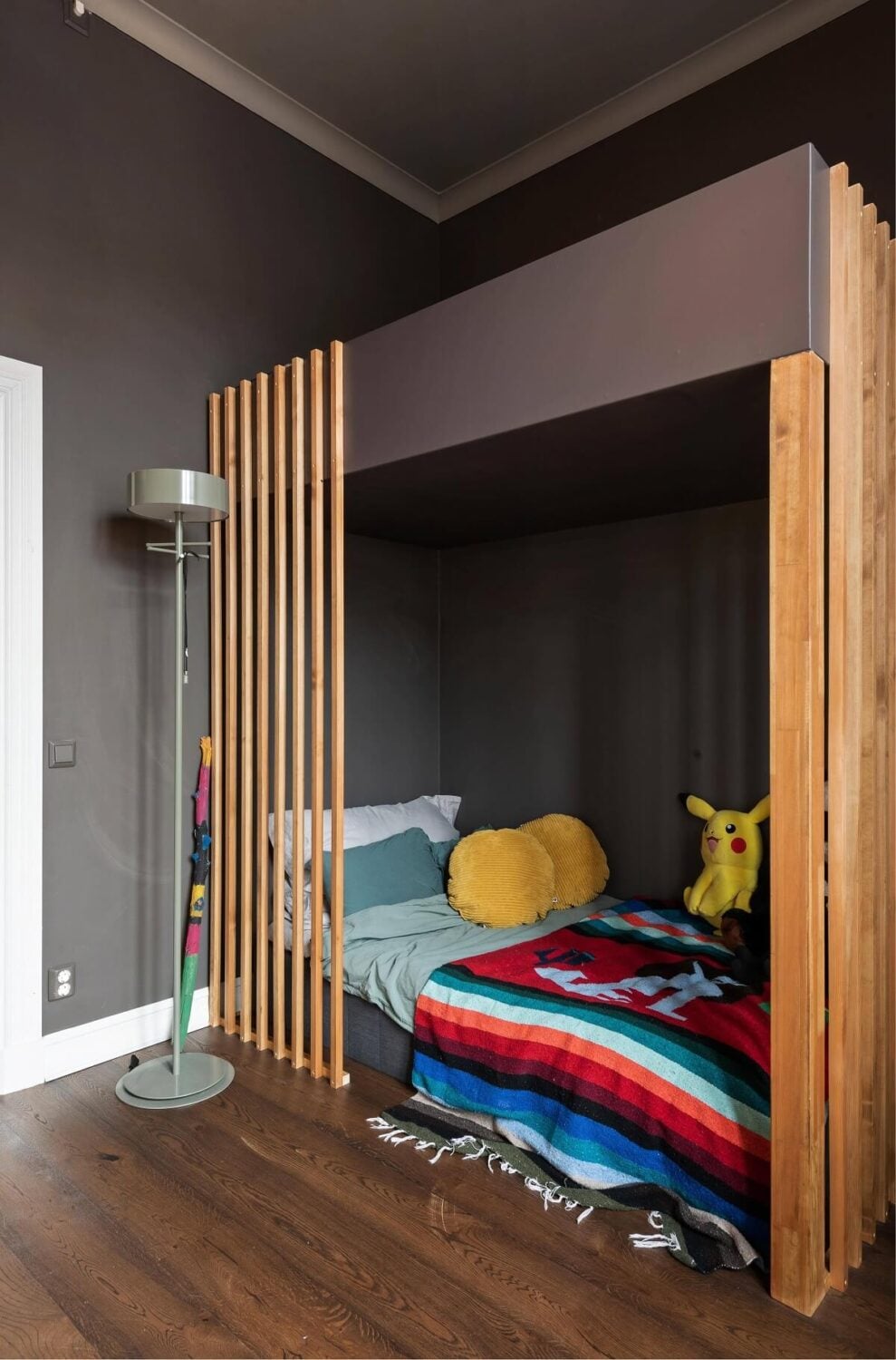 A Moody Family Home in Sweden 19 kids-bedroom-lof-bed-moody-colors-nordroom
