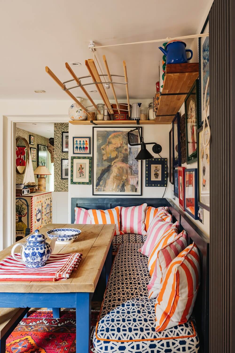 Trend Alert: The 'Soft Kitchen' is 2026's Coziest Interior Trend and It's Here to Stay 18 kitchen-bench-dining-table-colorful-maximalistic-home-nordroom