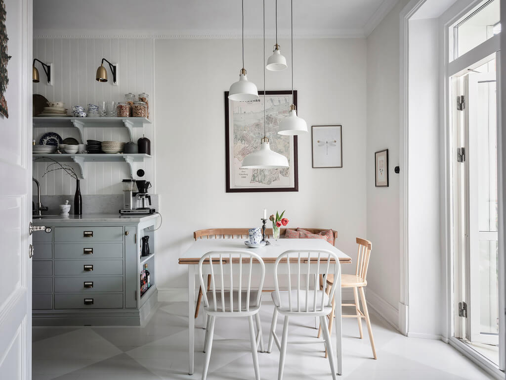 A Bright Nordic Home with Small (but Smartly Designed) Bedrooms 8 kitchen-dining-area-painted-floorboards-nordroom
