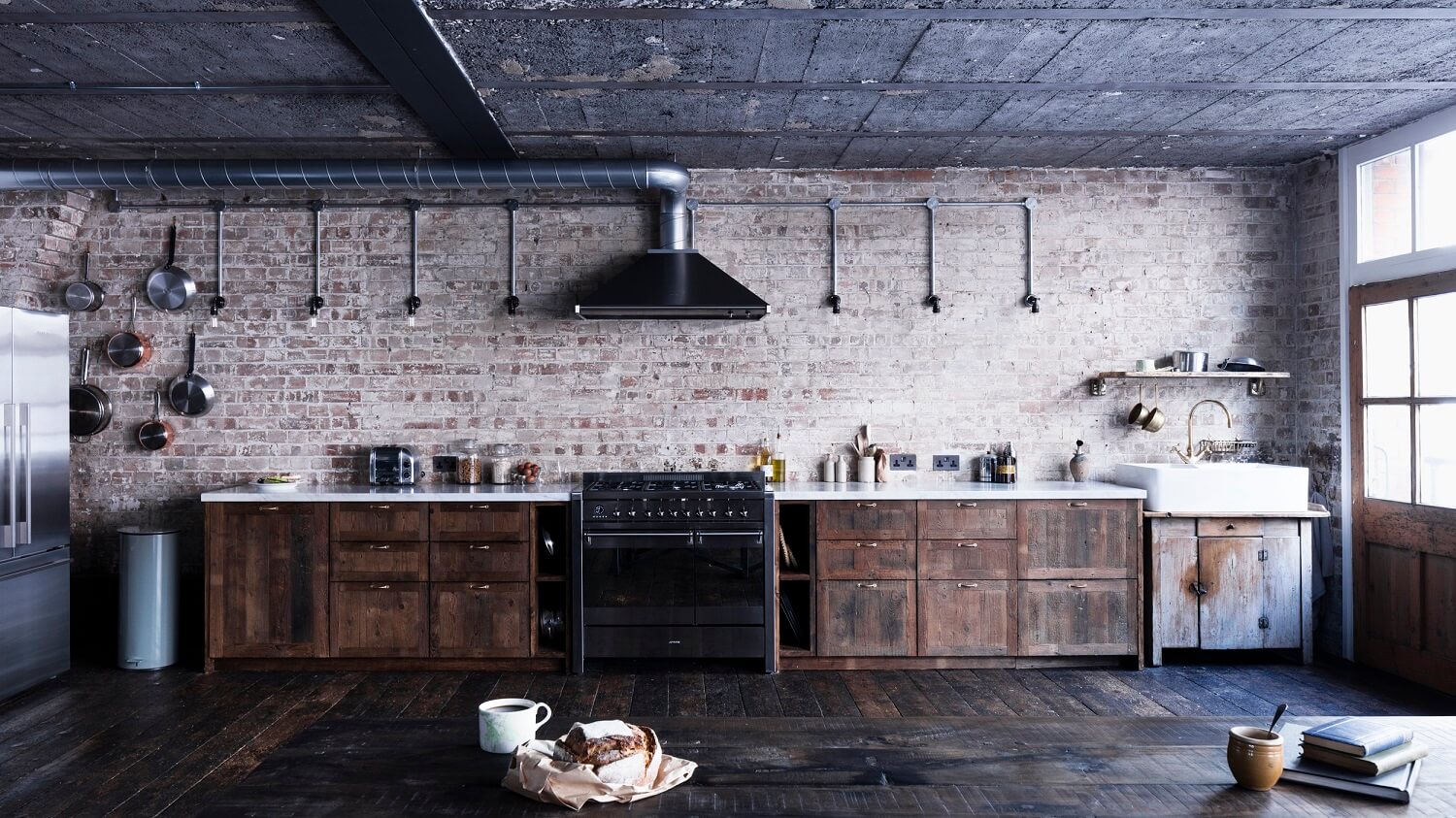 An Industrial Apartment by Mark Lewis Interior Design 4 kitchen-loft-brick-walls-mark-lewis-interior-design-nordroom