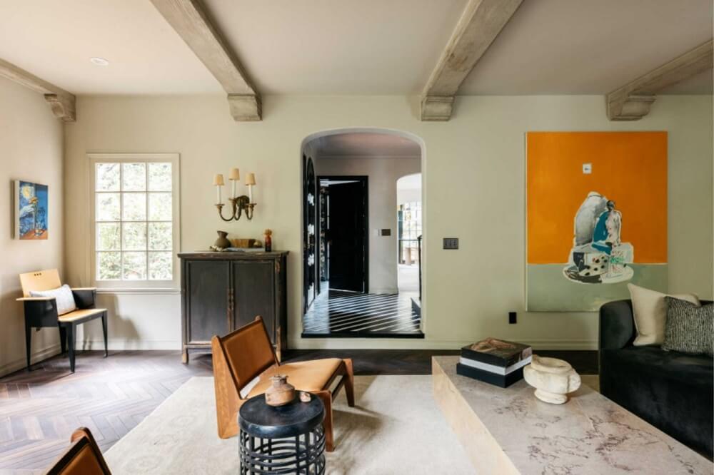 A Beautiful Tudor House in Los Feliz 5 living-room-colorful-art-los-feliz-tudor-house-nordroom