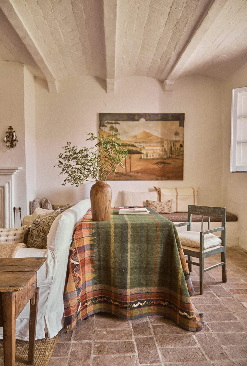 A Tuscan Villa by Zara Home 4 living-room-stone-floor-mediterranean-interior-tuscan-farmhouse-nordroom