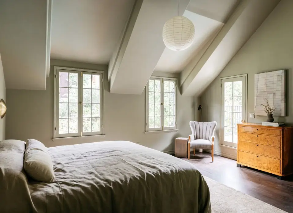 A Beautiful Tudor House in Los Feliz 26 master-bedroom-slanted-ceilings-tudor-house-los-angeles-nordroom