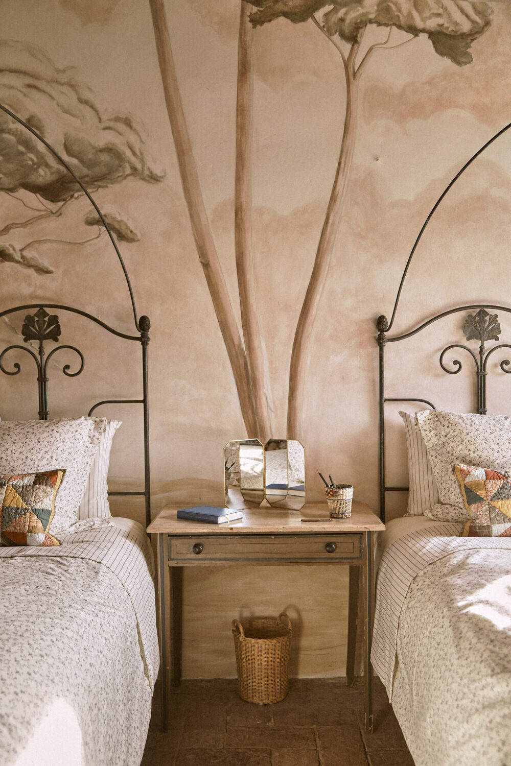 A Tuscan Villa by Zara Home 11 mediterranean-bedroom-wall-mural-tuscan-villa-zara-home-nordroom