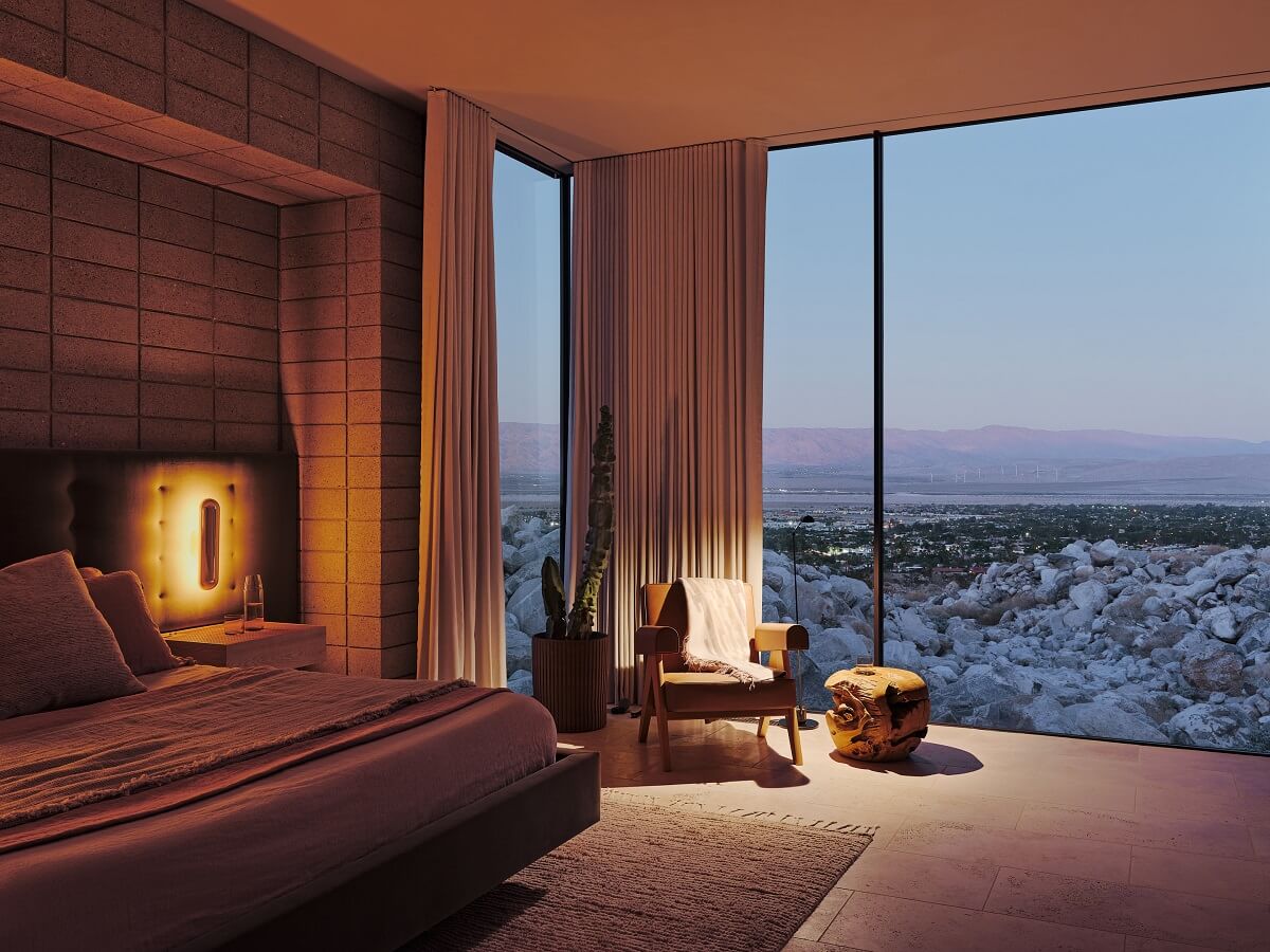 A Modern Architectural Home in Palm Springs 12 modern-bedroom-at-night-palm-springs-modern-architectural-home-woods-dangaran-nordroom