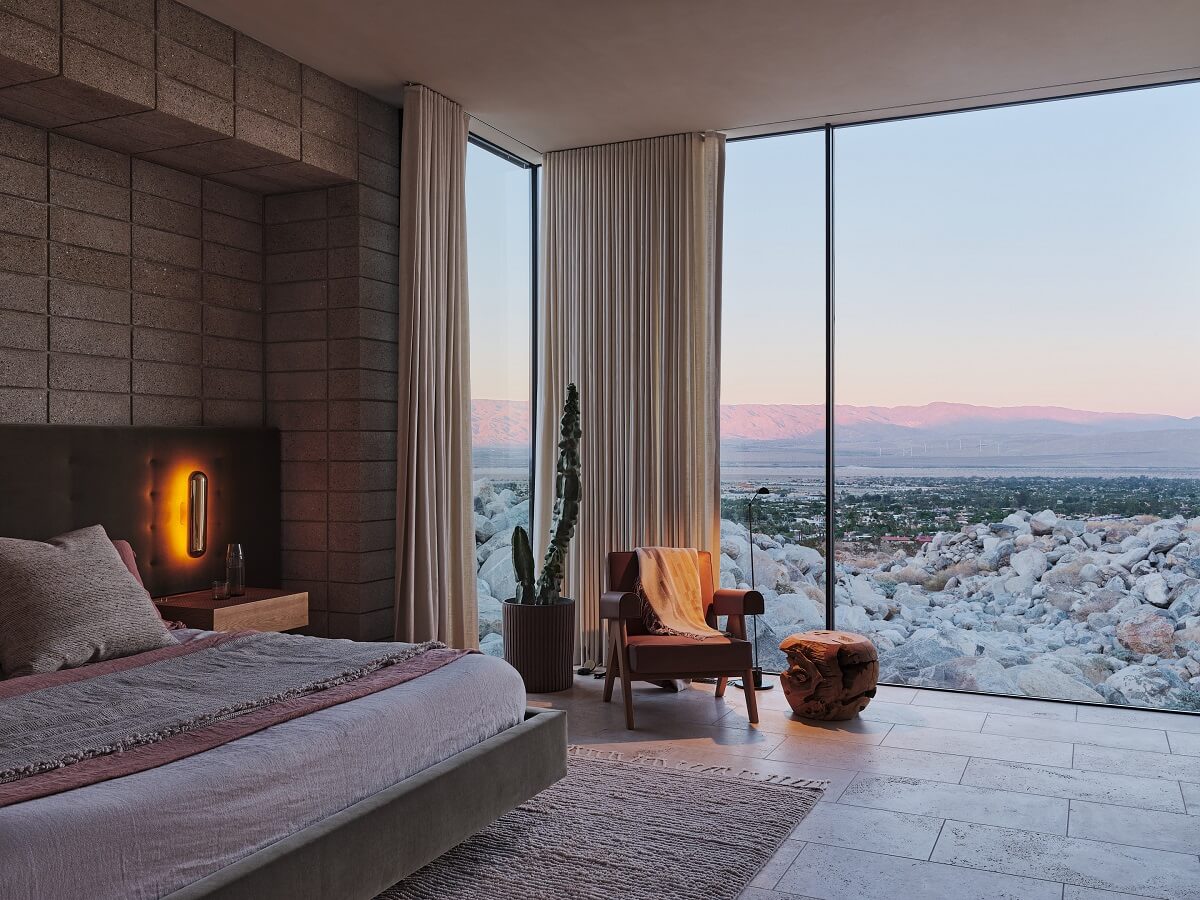 A Modern Architectural Home in Palm Springs 9 modern-bedroom-view-palm-springs-nordroom
