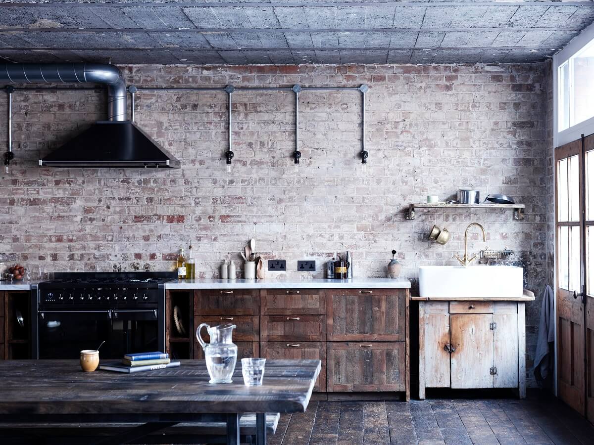 An Industrial Apartment by Mark Lewis Interior Design 2 raw-wooden-kitchen-brick-wall-mark-lewis-interior-design-nordroom