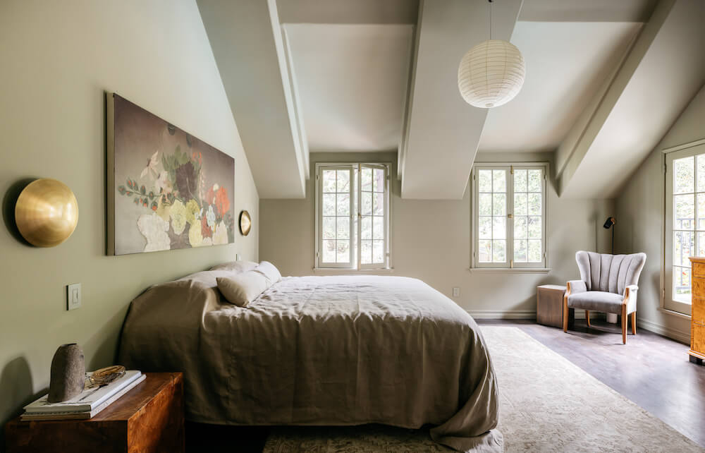 A Beautiful Tudor House in Los Feliz 25 soft-green-attic-bedroom-los-feliz-nordroom