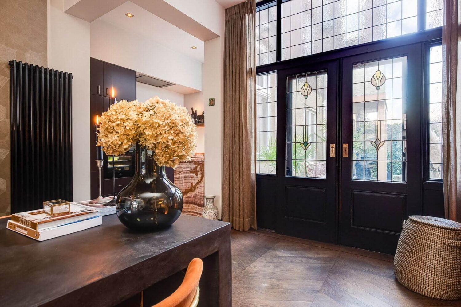A Dutch Family Home with Warm Color Accents 8 stained-glass-doors-warm-family-home-netherlands-nordroom