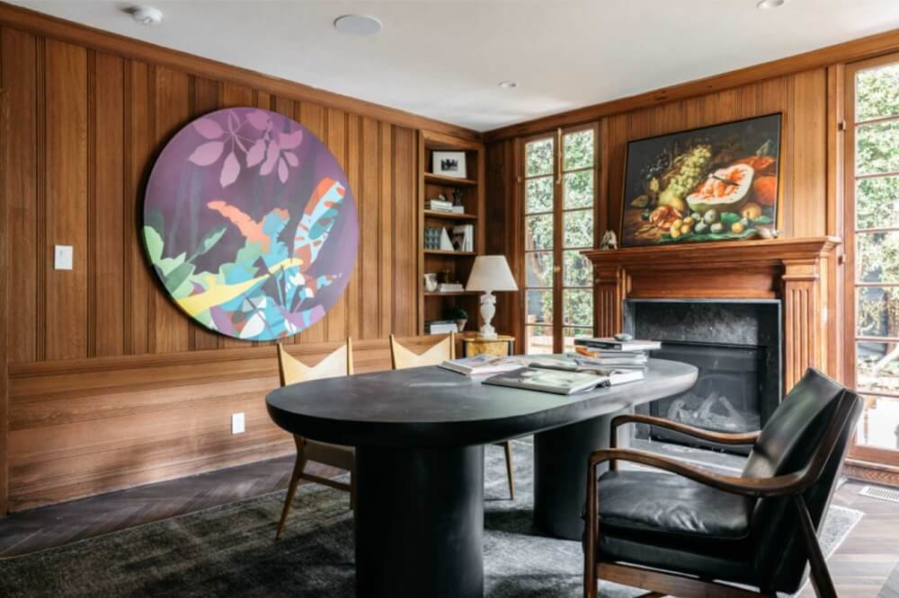 A Beautiful Tudor House in Los Feliz 21 wood-paneled-home-office-art-nordroom