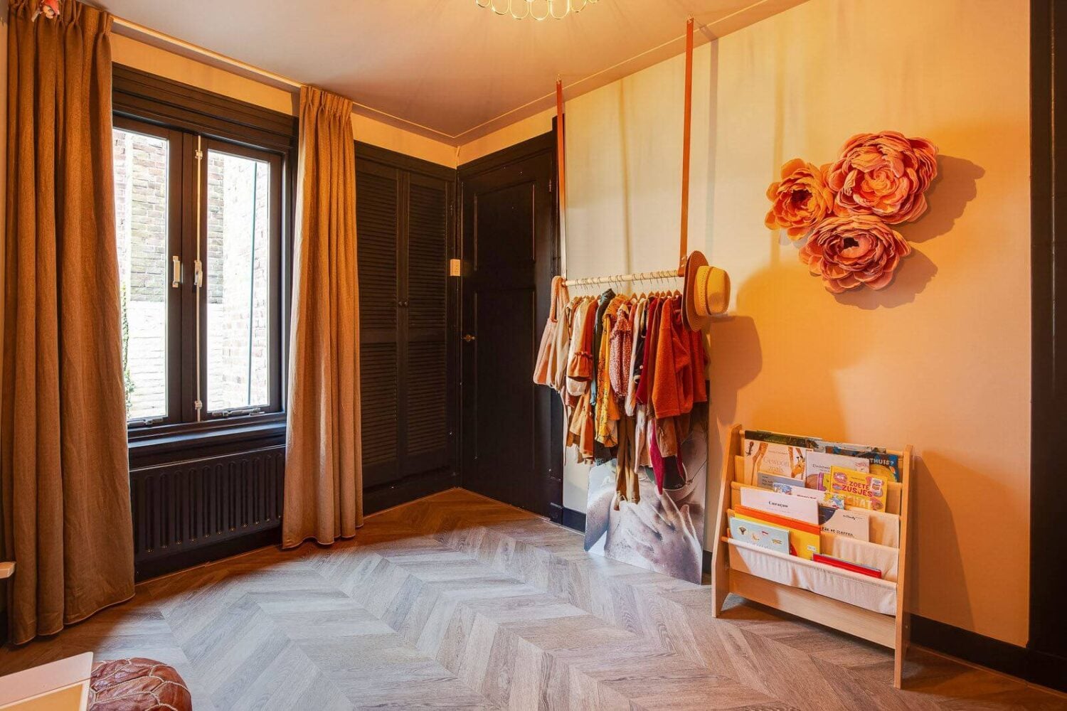 A Dutch Family Home with Warm Color Accents 22 yellow-kids-bedroom-black-trimmings-nordroom