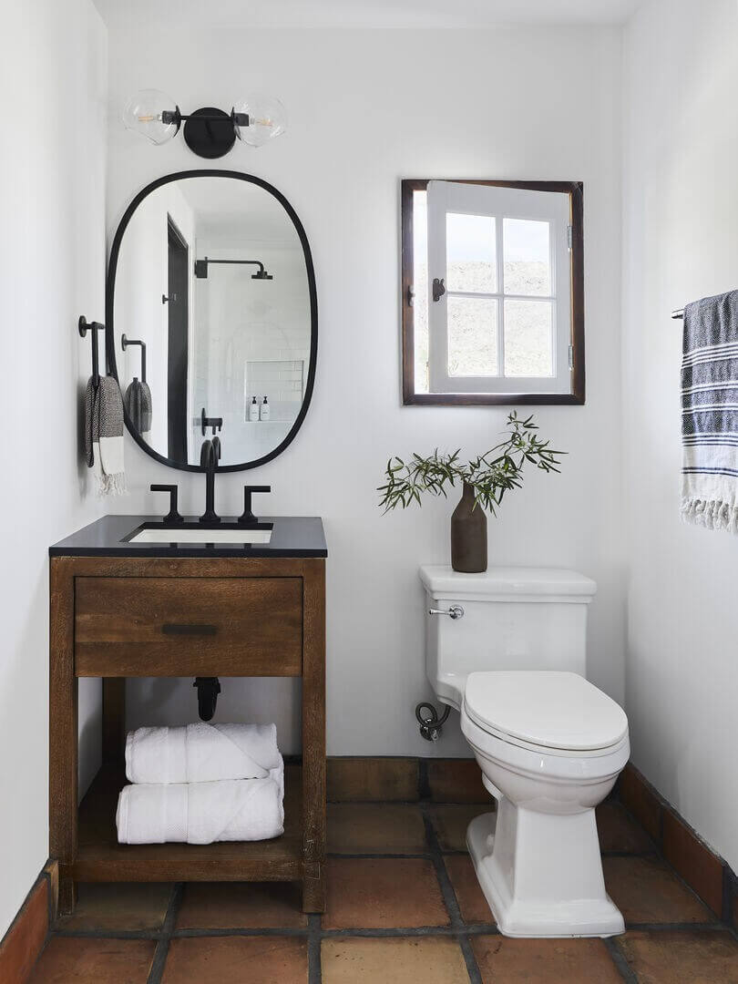 Queer Eye's Bobby Berk Designed An Airbnb Villa in California 17 bathroom-stone-floor-airbnb-california-bobby-berk-nordroom