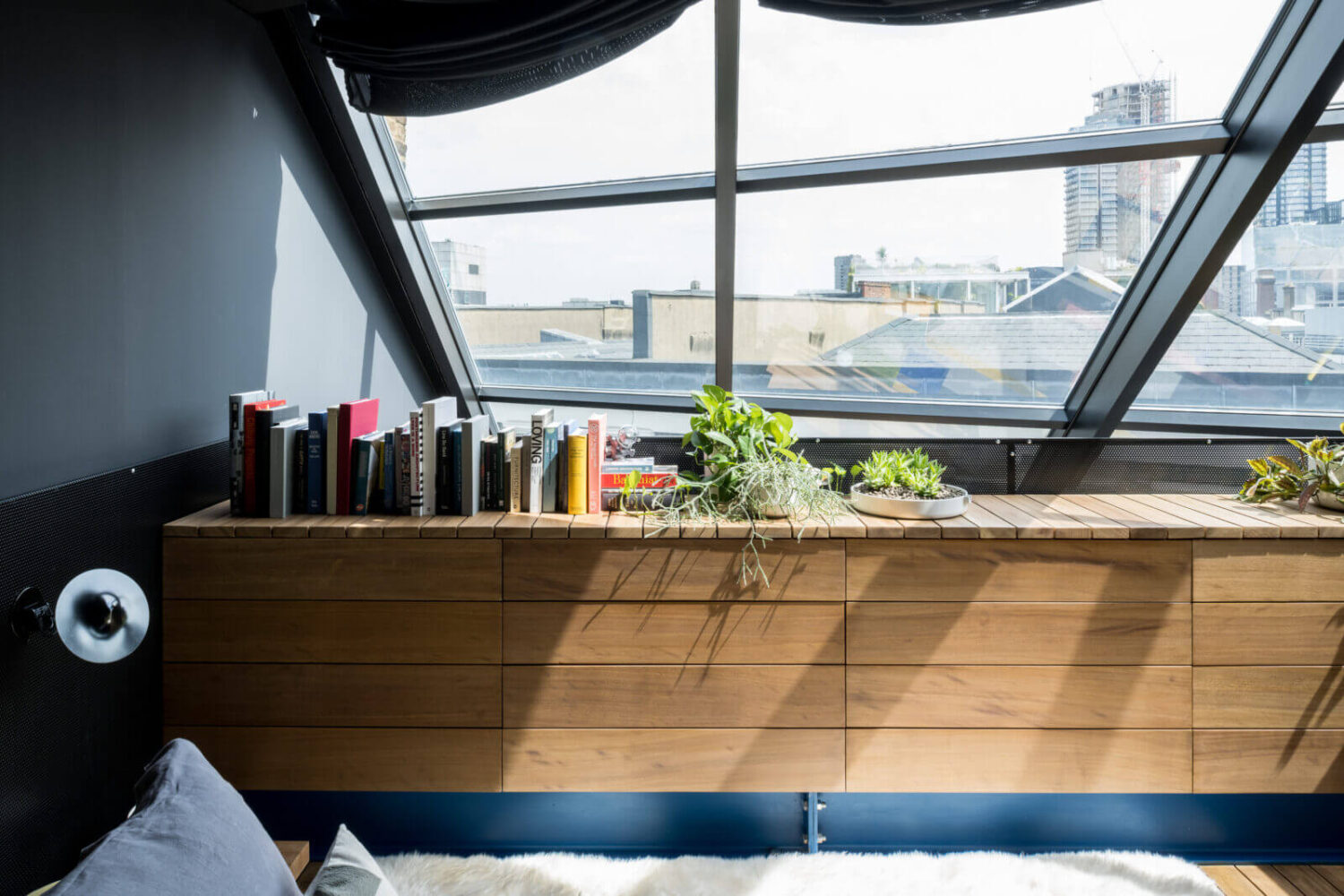A Spectacular Modern Black Loft in London 13 drawers-master-bedroom-black-walls-artist-windows-nordroom