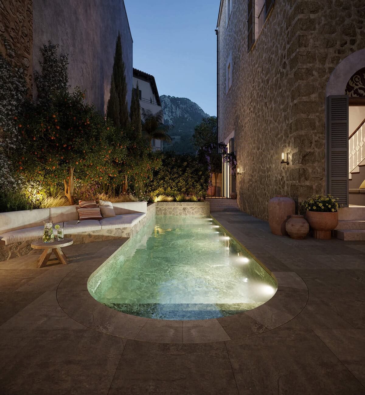 Best of 2022: Outdoor Spaces 2 garden-night-lighted-swimming-pool-mallorca-townhouse-nordroom