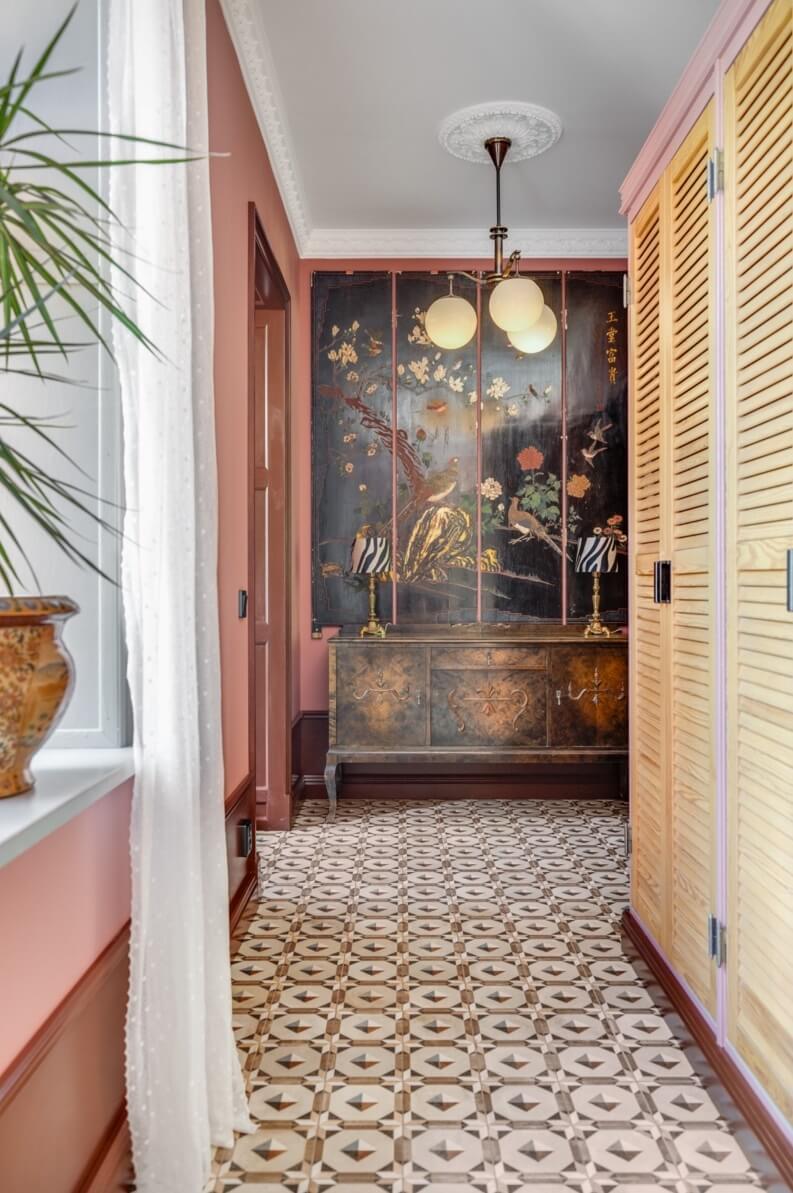A Colorful Family Home in a Former School Building 38 hallway-tiles-built-in-wardrobes-nordroom