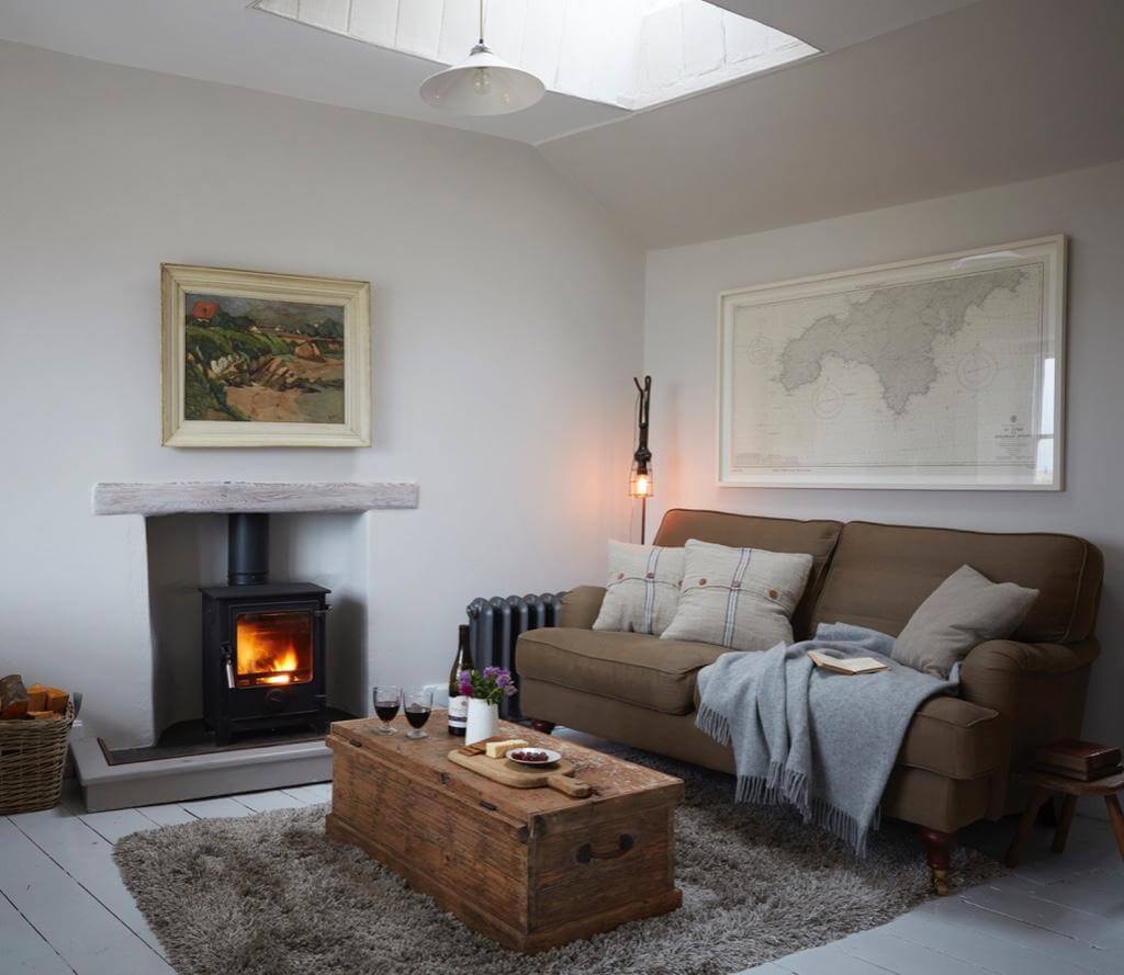 A Beautiful Seaside Cottage in Cornwall 12 living-room-cast-iron-stove-skylight-nordroom