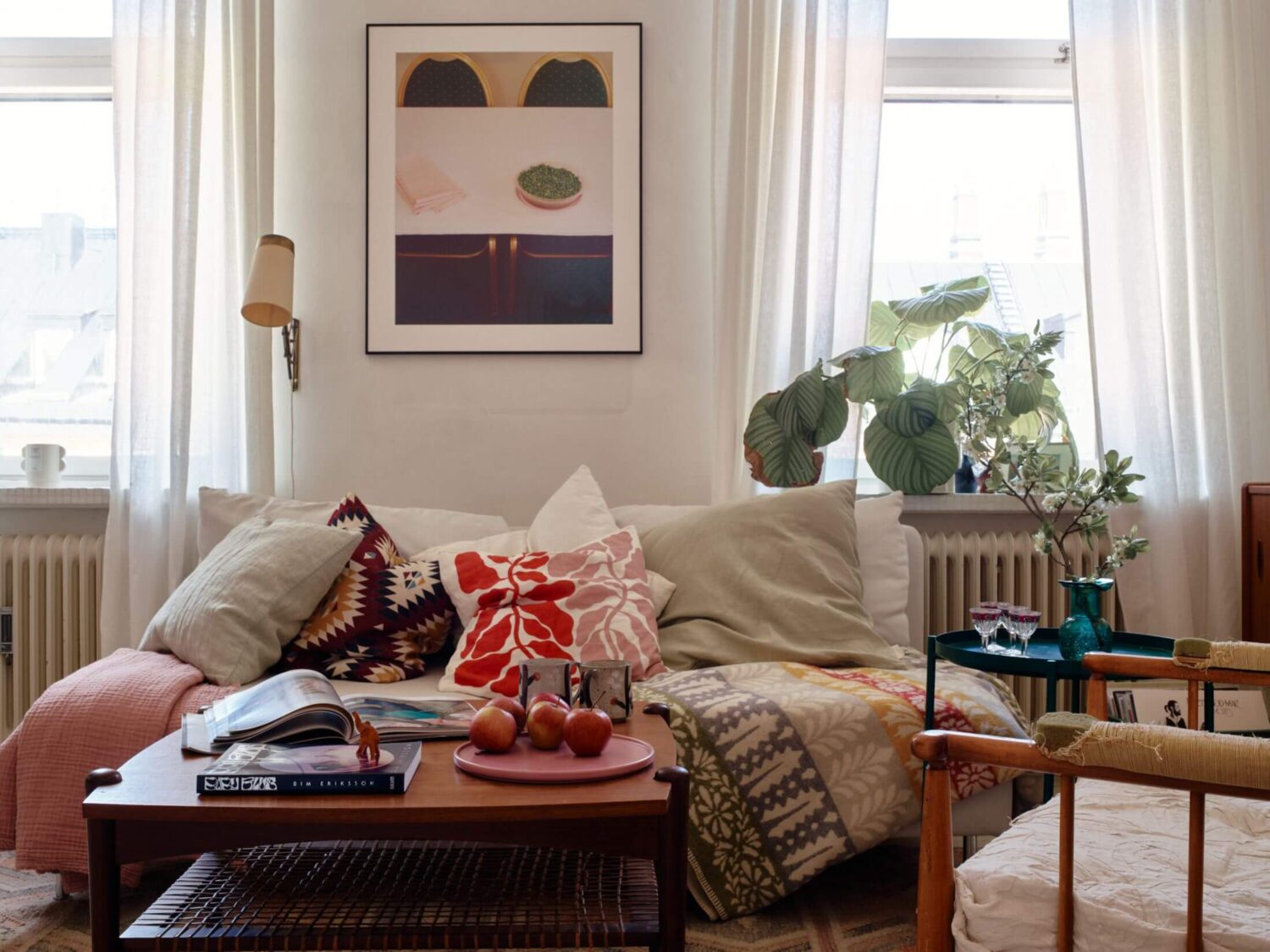 A Charming Apartment with Muted Blue Bedroom 4 living-room-detail-artwork-nordroom