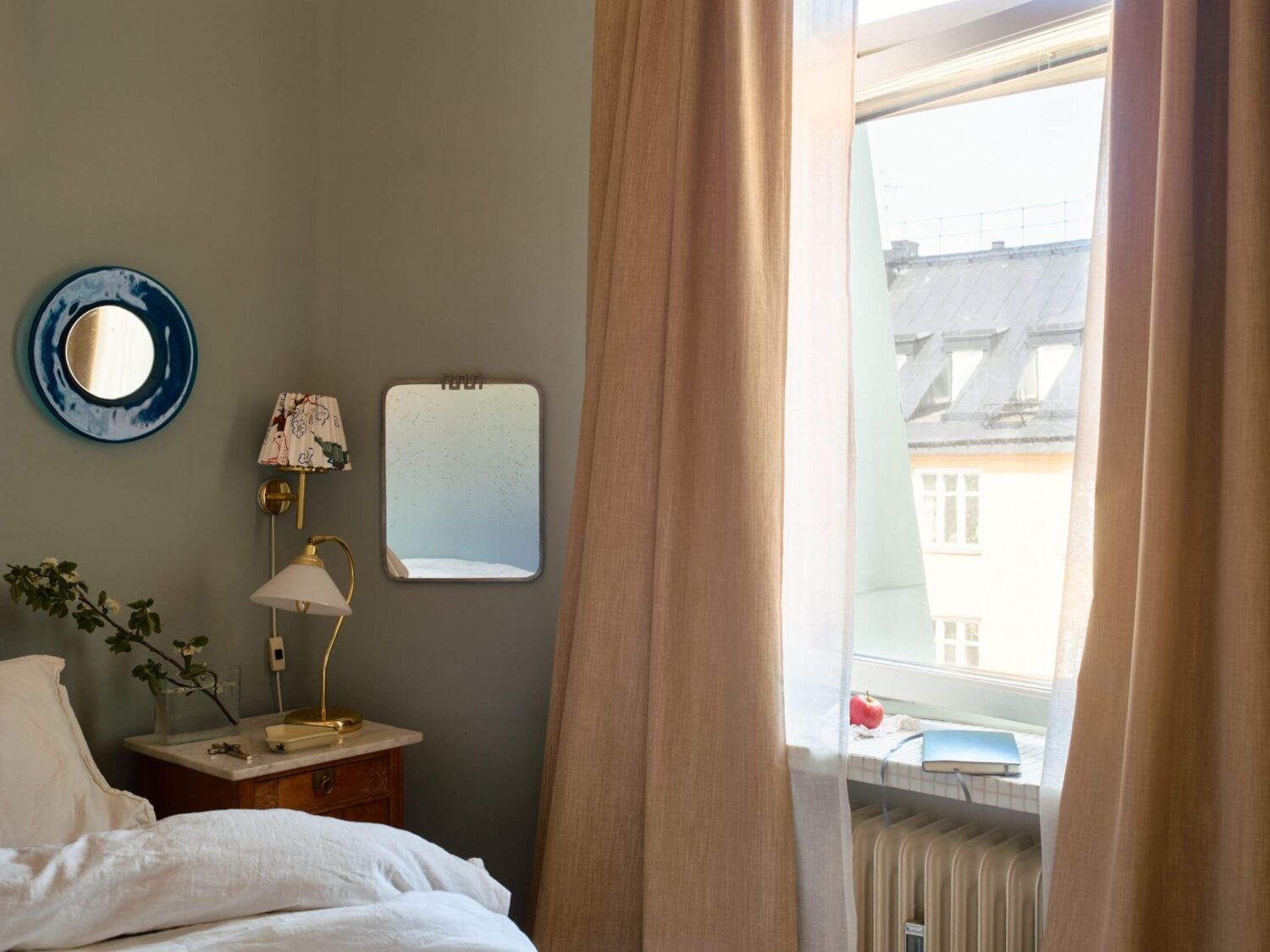 A Charming Apartment with Muted Blue Bedroom 13 muted-blue-gray-walls-bedroom-nordroom