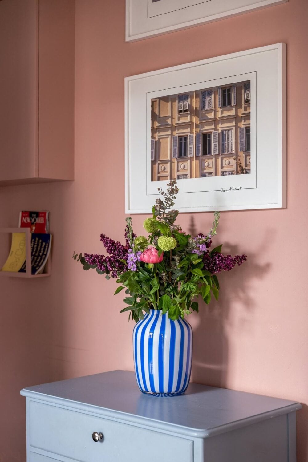 A Nordic Home with Blue Sitting Room and Kitchen 25 pink-hallway-detail-nordroom