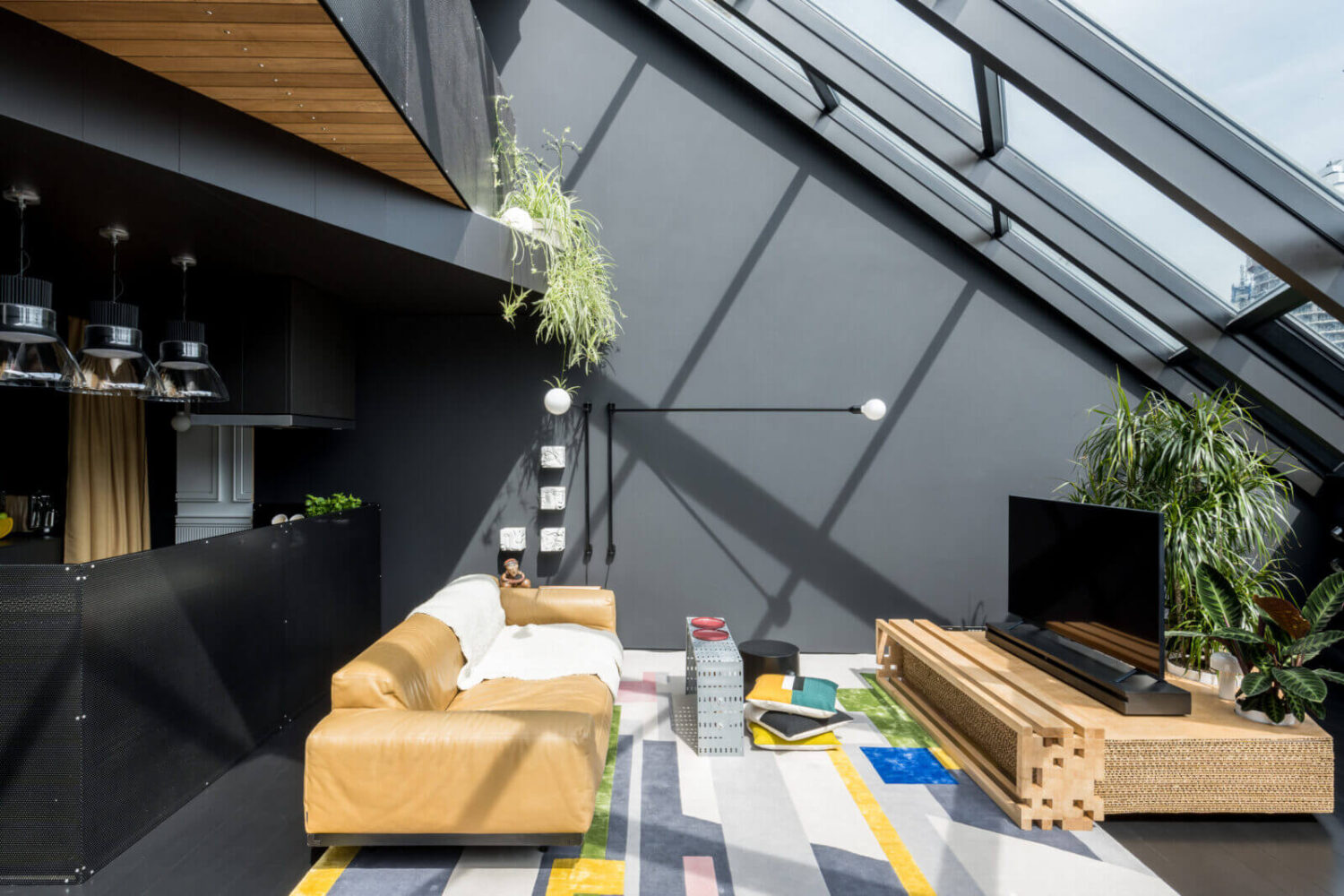 A Spectacular Modern Black Loft in London 2 sitting-room-london-loft-black-walls-nordroom