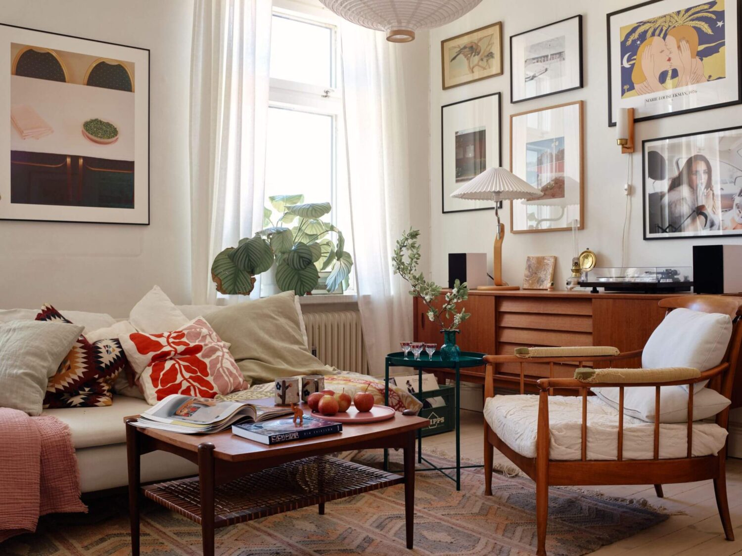 A Charming Apartment with Muted Blue Bedroom 2 sitting-room-midcentury-furniture-gallery-wall-nordroom