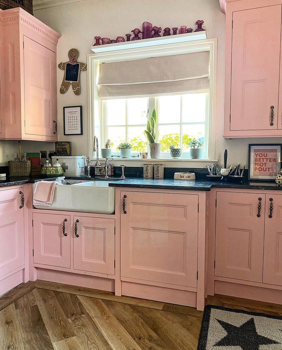A Wonderful Eclectic Maximalist Home in England 12 utility-room-pink-cabinets-kitchen-nordroom