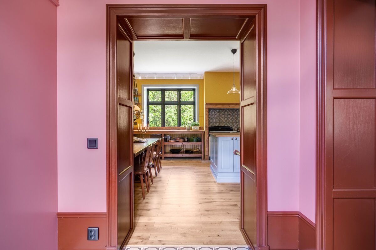 A Colorful Family Home in a Former School Building 18 yellow-walls-red-doorframes-nordroom