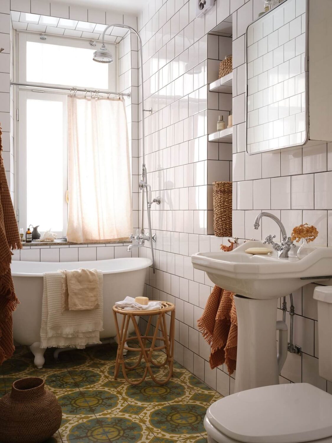 A Light Nordic Home with Ochre Yellow Kitchen 21 bathroom-colorful-moroccan-floor-tilesnordroom